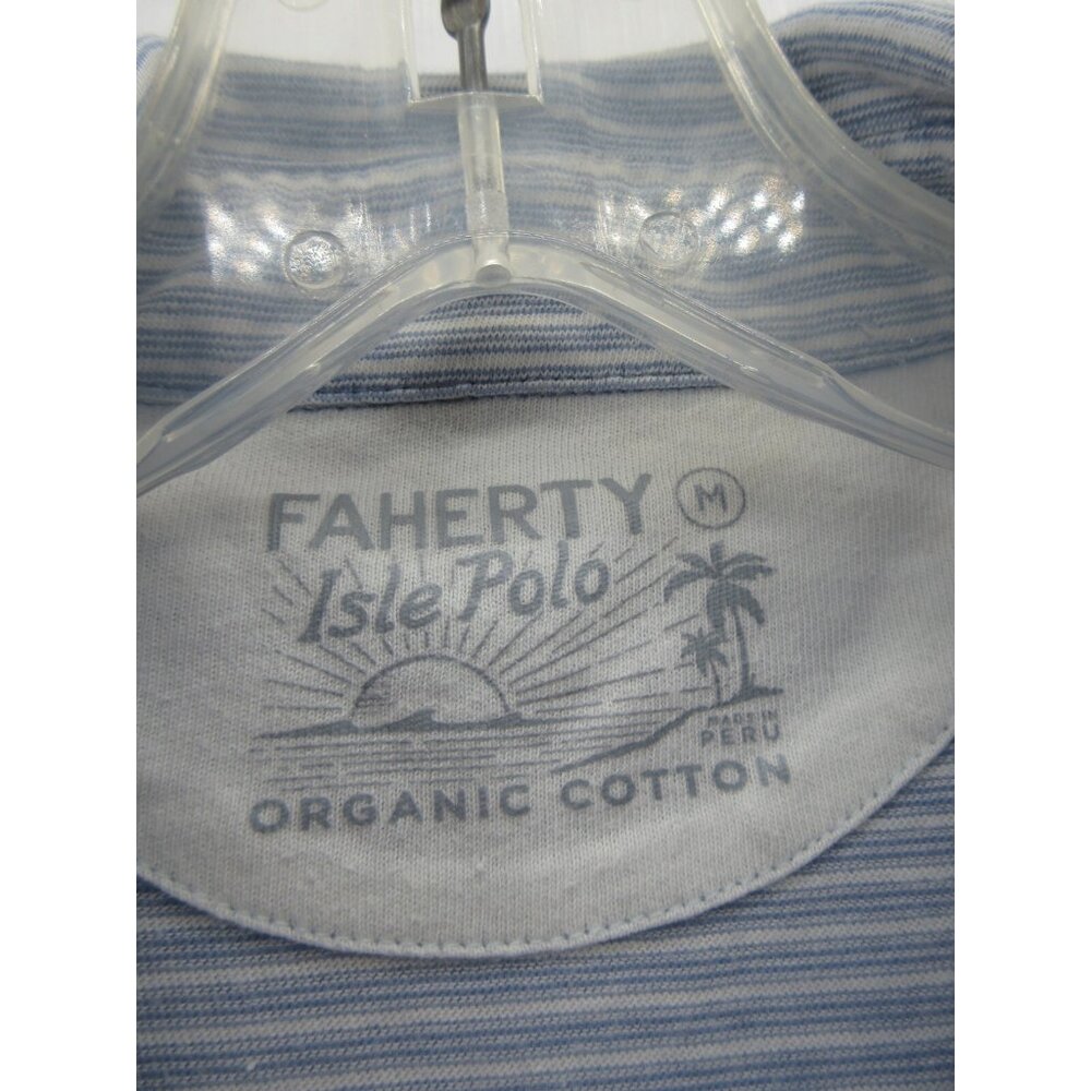Faherty Polo Shirt Medium Pullover Striped Preppy Organic Cotton Knit - Picture 9 of 11